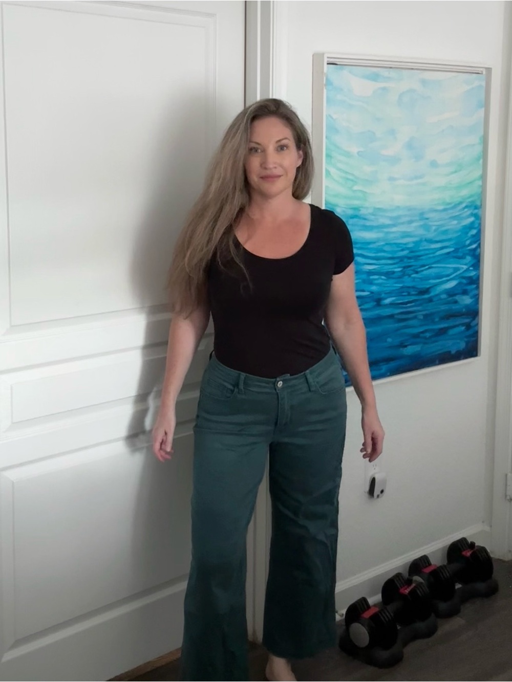 Vervet Wide-Leg High-Rise Jeans in Deep Teal